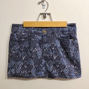 H&M Blue Ikat Denim Mini Skirt